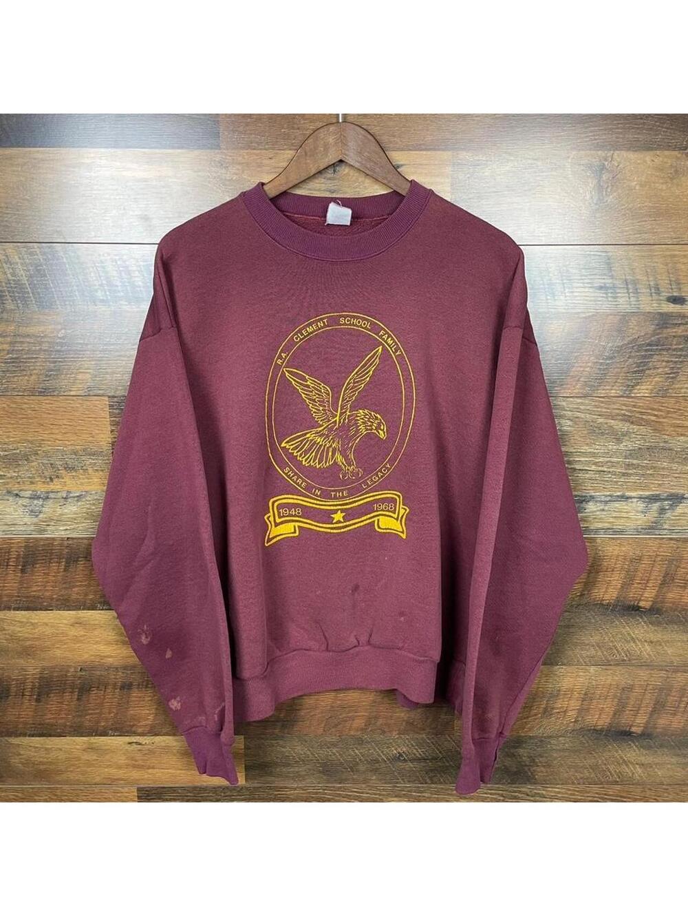 Vintage 60s R.A. Clement School Black History Eagle Sweatshirt Size XL